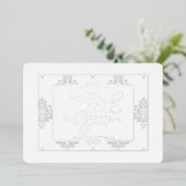 銀エレガントフラットサンキューカード – ホイ実在ル 箔招待状 (立ち正面)