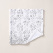 銀エレガントフローラキラキラ釉風呂タオルセット バスタオルセット (ウォッシュタオル)