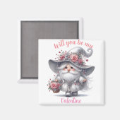 銀エレガントフローラバスケットかわいいバレンタイン格言 マグネット (正面/裏面)