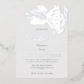 銀エレガントフローラブライダルシャワー実在 箔招待状 (正面)