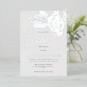 銀エレガントフローラブライダルシャワー実在 箔招待状 (立ち正面)