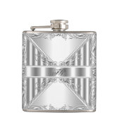 銀エレガントフローラメタルルモノグラム名 フラスク (正面)