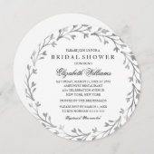 銀エレガントフローラリースブライダルシャワー招待状 招待状 (正面/裏面)