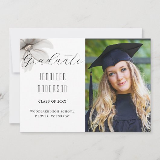 銀エレガントフローラ卒業写真 案内状 (正面)