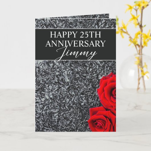 銀エレガントフローラ夫25周年記念 カード (黄色い花)