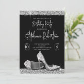 銀エレガントブモダンラックハイヒール誕生日 招待状 (スタンド正面)