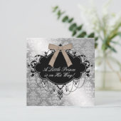 銀エレガントブラウンプリンス男の赤ちゃんシャワー 招待状 (スタンド正面)