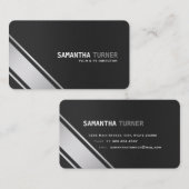 銀エレガントブラックプロフェッショナルカスタム 名刺 (正面/裏面)