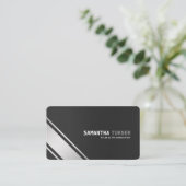 銀エレガントブラックプロフェッショナルカスタム 名刺 (スタンド正面)