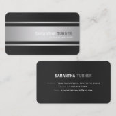 銀エレガントブラックプロフェッショナルカスタム 名刺 (正面/裏面)