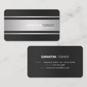 銀エレガントブラックプロフェッショナルカスタム 名刺 (正面/裏面)