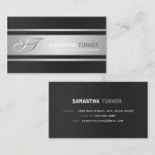 銀エレガントブラックプロフェッショナルモノグラカスタムム 名刺 (正面/裏面)