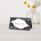 銀エレガントブラック・アゲ結婚ート プレイスカード (裏面)