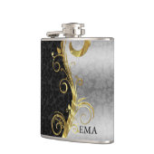 銀エレガントブラック・ダマスク フラスク (左)