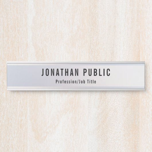 銀エレガントプロフェッショナルモダンテンプレートロング サインプレート (正面)