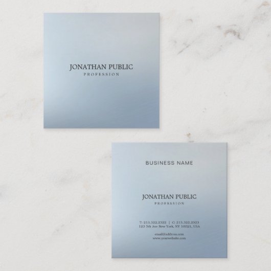 銀エレガントプロフェッショナルモダン弁護士弁護士 スクエア名刺 (正面/裏面)