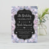 銀エレガントマーメイドはかりで測フレーム誕生日 招待状 (スタンド正面)