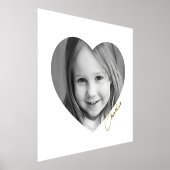 銀エレガントミニマル金ゴールドのハート写真 箔ポスター (レイダウン)