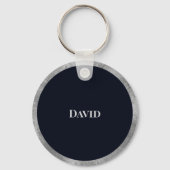 銀エレガントミニマル&ブラックカスタムモノグラム キーホルダー (裏面)