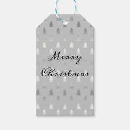 銀エレガントモダンのクリスマスツリー ギフトタグ