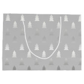 銀エレガントモダンのクリスマスツリー ラージペーパーバッグ (裏面)