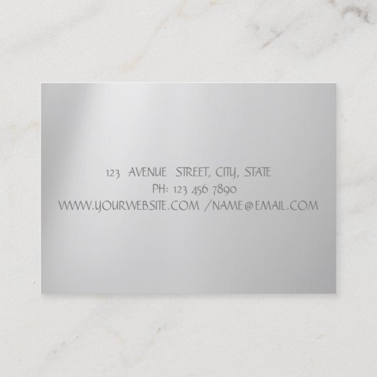 銀エレガントモダングリッター唇、まつげ、化粧 名刺 (裏面)