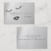 銀エレガントモダングリッター唇、まつげ、化粧 名刺 (正面/裏面)