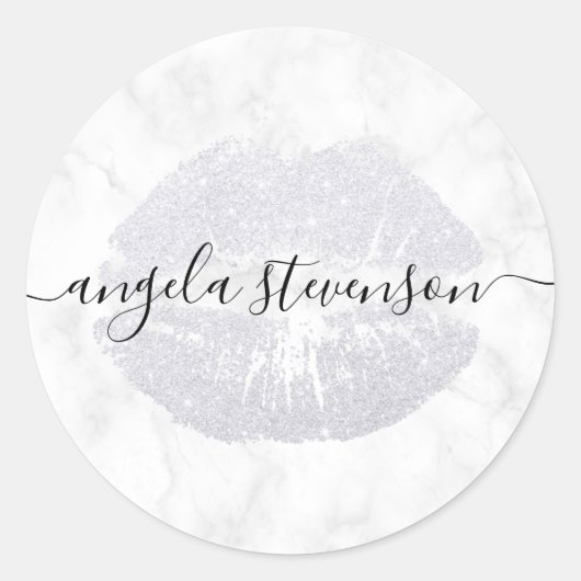 銀エレガントモダングリッター唇 ラウンドシール (正面)