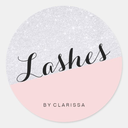 銀エレガントモダングリッター赤面 ラウンドシール (正面)