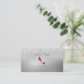 銀エレガントモダングリッター《写真》ぼけ味ハイヒール 名刺 (スタンド正面)