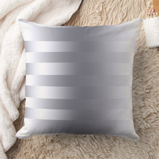 銀エレガントモダングレーストライプパターン2a クッション (ブランケット)