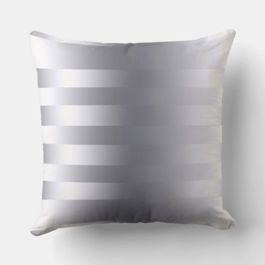銀エレガントモダングレーストライプパターン2a クッション (裏面)