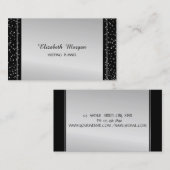 銀エレガントモダンスタイリッシュ紙吹雪 名刺 (正面/裏面)