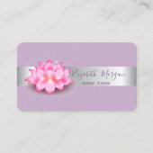 銀エレガントモダンストライプロータスパープル 名刺 (正面)