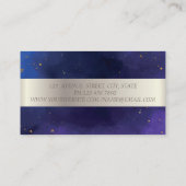 銀エレガントモダンストライプロータスブルー 名刺 (裏面)
