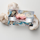 銀エレガントモダンストライプ金ゴールドロータスマーブル 名刺