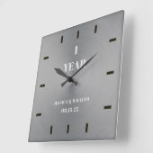 銀エレガントモダン周年記念結婚酒 スクエア壁時計 (傾斜)