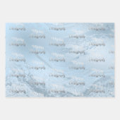 銀エレガントモダン色と青のクリスマスパターン ラッピングペーパーシート (正面3)