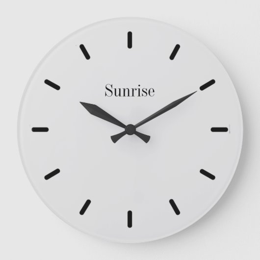 銀エレガントモダン色と黒 ラージ壁時計 (正面)