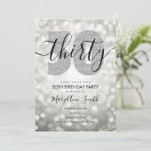 銀エレガントモダン30歳の誕生日パーティー 招待状 (スタンド正面)