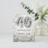 銀エレガントモダン40歳の誕生日パーティー 招待状 (スタンド正面)