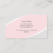 銀エレガントモダン、コーラルピンク&ホワイト 名刺 (裏面)