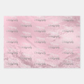 銀エレガントモダン・ピンクのクリスマスパターン ラッピングペーパーシート (正面3)