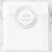 銀エレガントモノグラムのの結婚丸ステッカー ラウンドシール (バッグ)