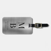 銀エレガントモノグラムのブラシ金属性 ラゲッジタグ (正面横)