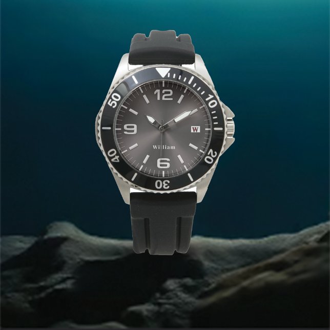 銀エレガントモノグラムのブラシ金属性 腕時計 (クリエイターアップロード済み)