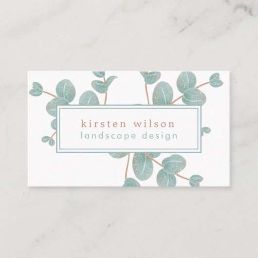 銀エレガントユーカリの枝 – パーソナライズされた 名刺 (正面)