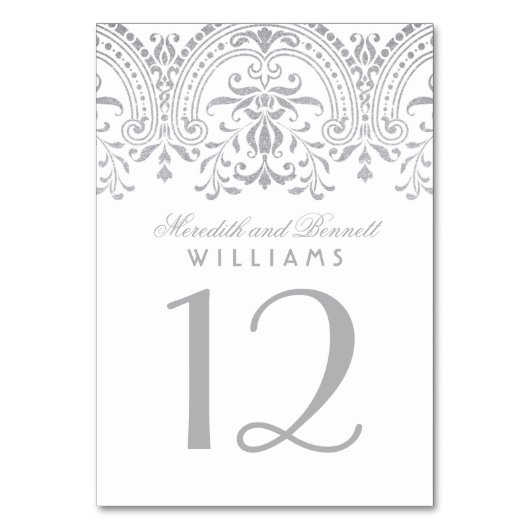 銀エレガントヴィンテージグラマー結婚ズモノグラム テーブルナンバー (裏面)