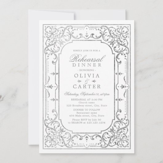 銀エレガントヴィンテージ華美リハーサル 招待状 (正面)