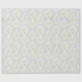 銀エレガント休日オーナメントパターンのギフトラップ ラッピングペーパー (フラット)